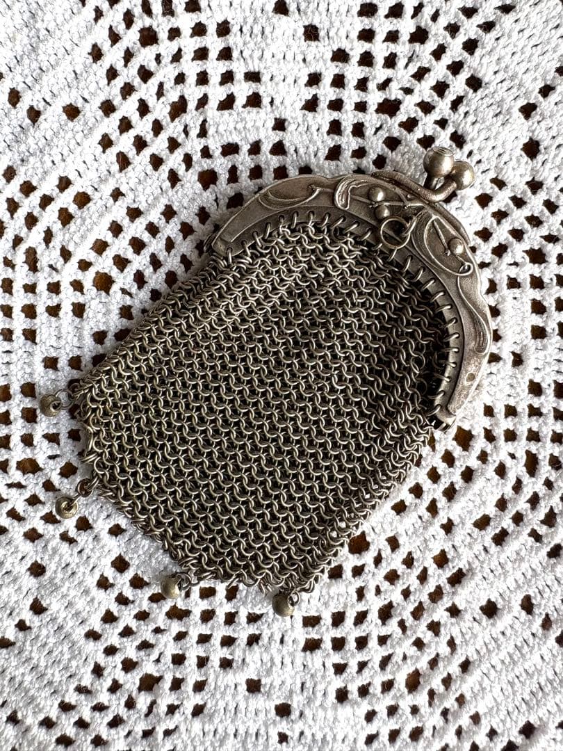 フランスアンティーク　パース　ヤドリギ　シャトレーン　シルバーメッシュ　①