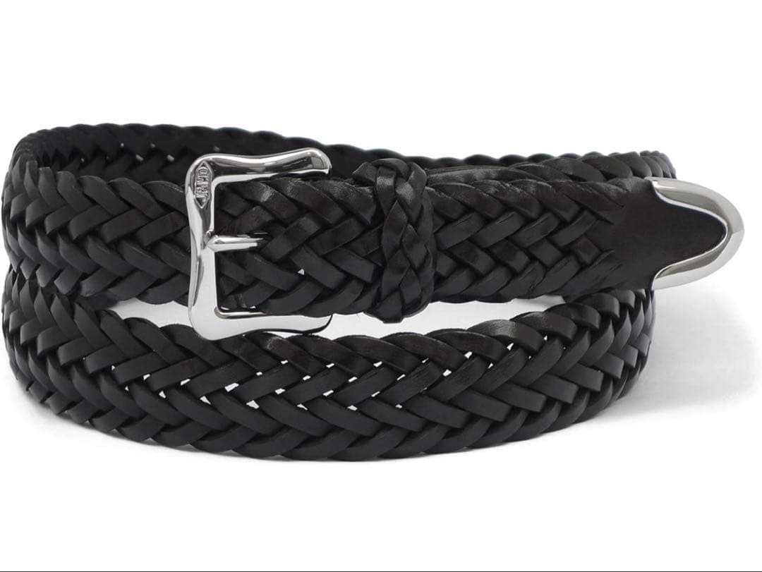 J&M DAVIDSON ブラックレザー編み込みベルト