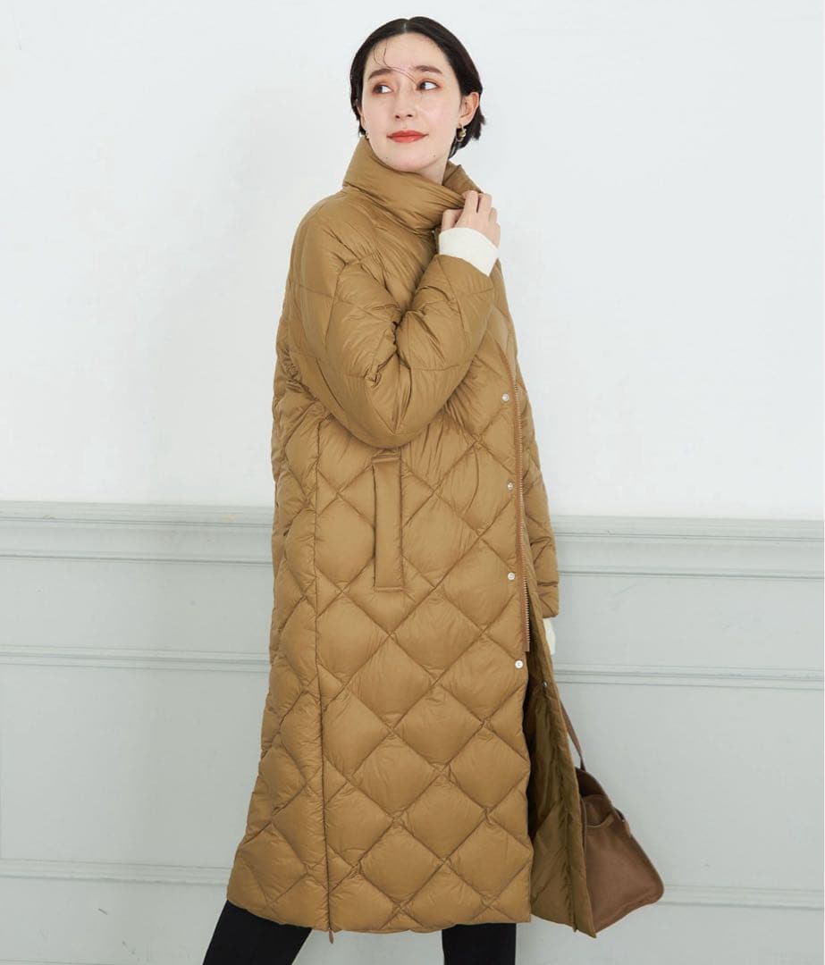 【WEB限定】【TAION/ノーリーズ】別注ダイヤキルトロングダウン　キャメル