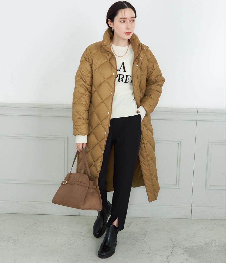 【WEB限定】【TAION/ノーリーズ】別注ダイヤキルトロングダウン　キャメル