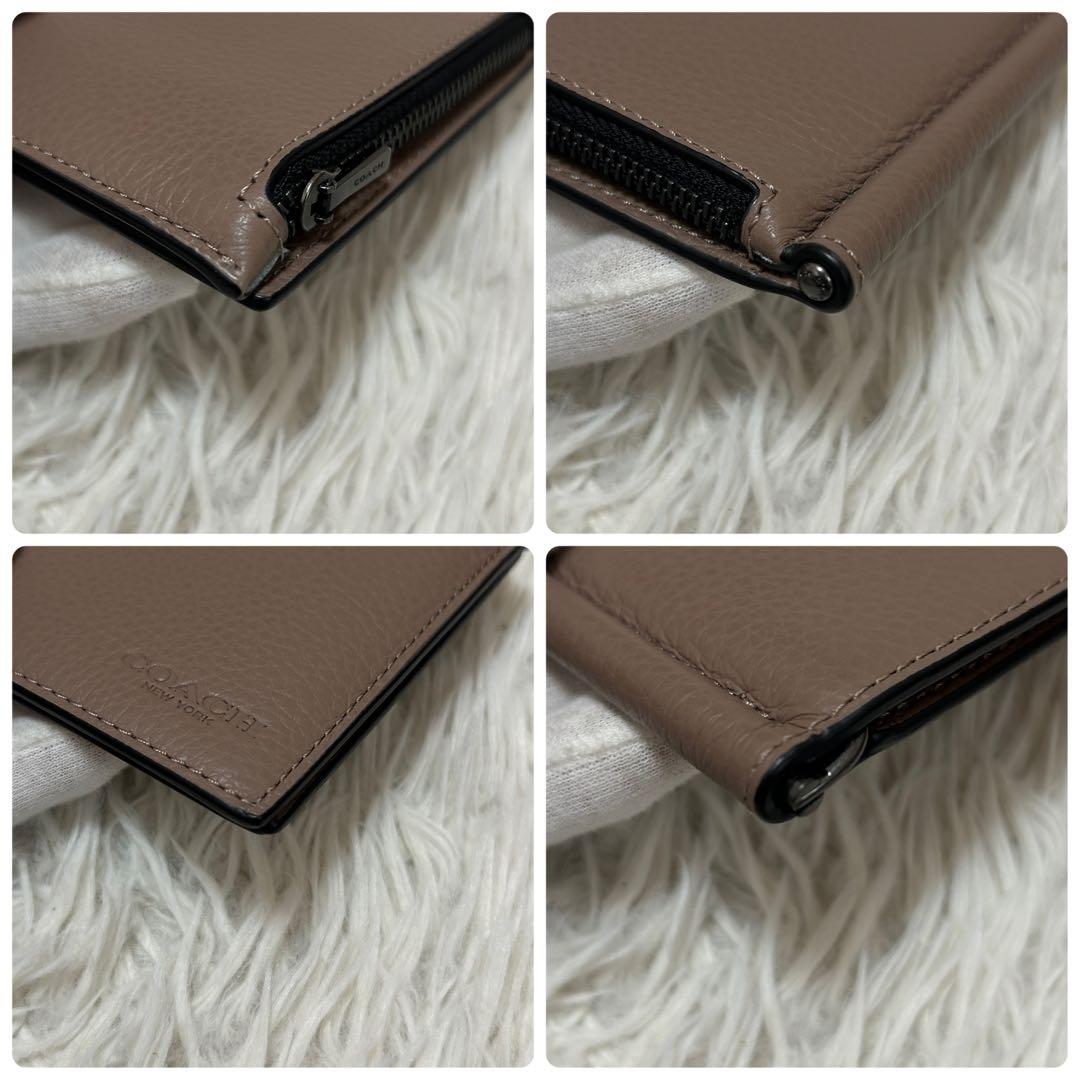 ⭐️未使用級⭐️コーチ マネークリップ 二つ折り財布 小銭入れ付き ブラウン メンズ