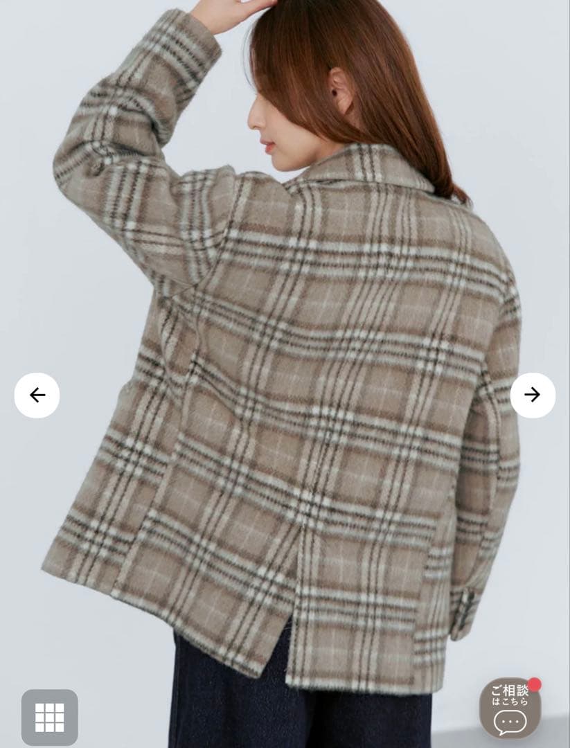 【美品】COHINA ウールシャギーチェックダブルコート