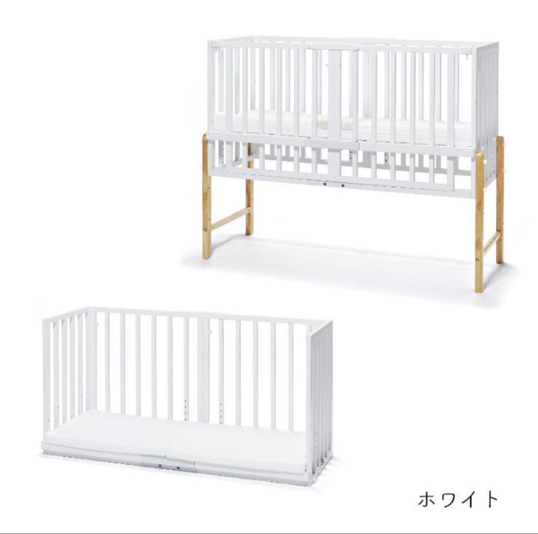 soinel ベビーベッド ホワイト(専用マットレス・ベッドガード付)