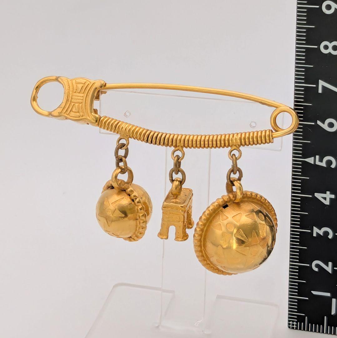 希少 セリーヌ CELINE マカダム 凱旋門 スターボール ブローチ ゴールド