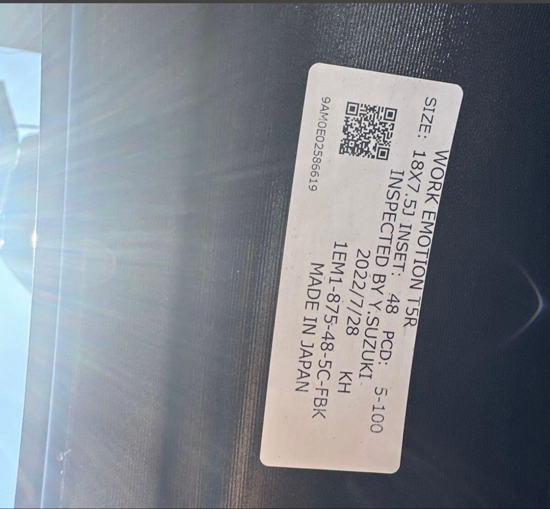 WORK EMOTTION t5r 4本 18インチ pcd100 7.5j