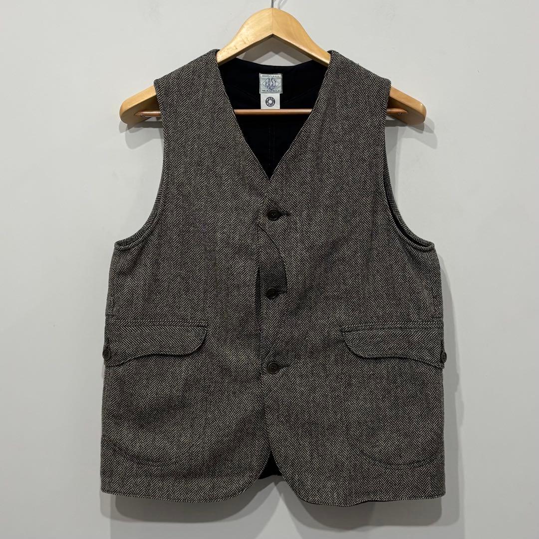 美品 ポストオーバーオールズ ロイヤルトラベラー ツイード ヘリンボーン ベスト