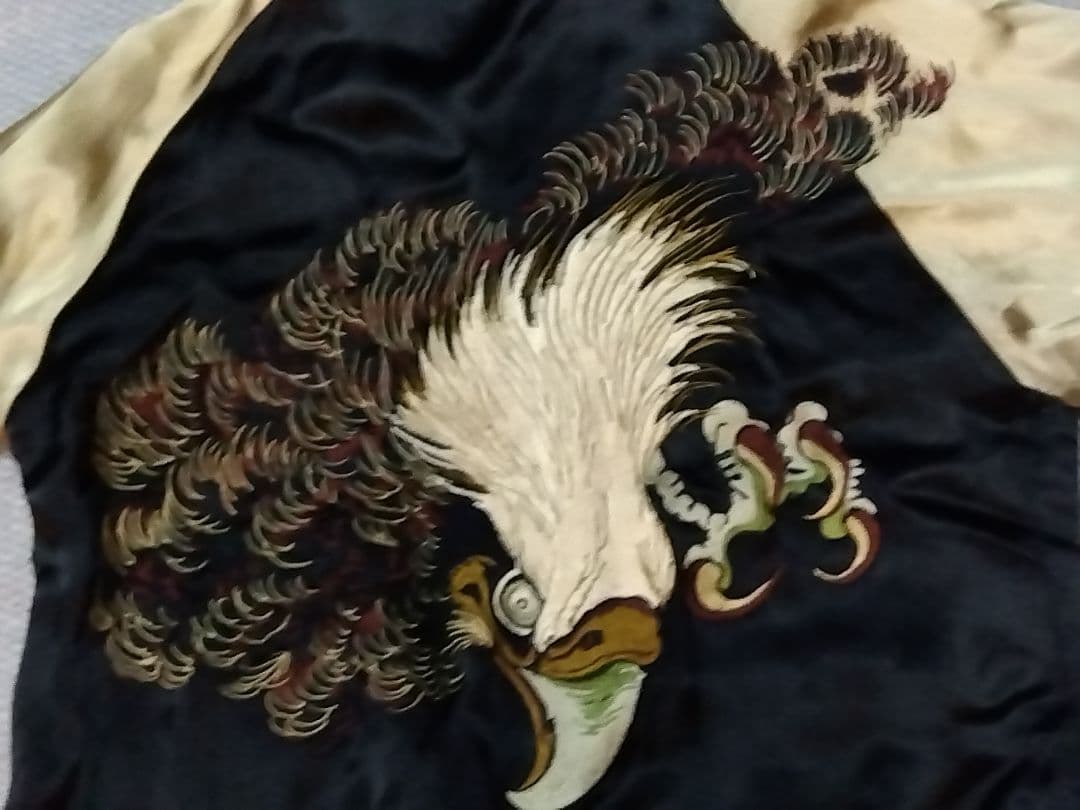 花旅楽団スクリプト リバーシブルスカジャン鷹 龍 虎柄L