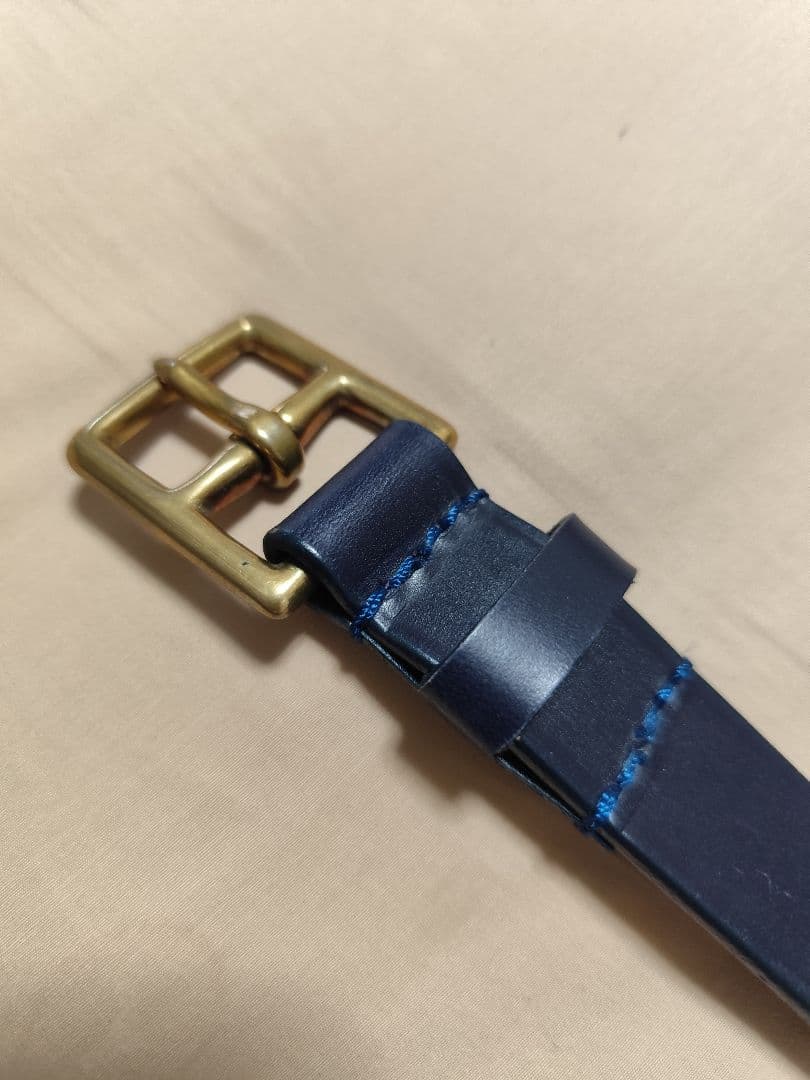 【希少】GLEN、ネイビー レザー ベルト