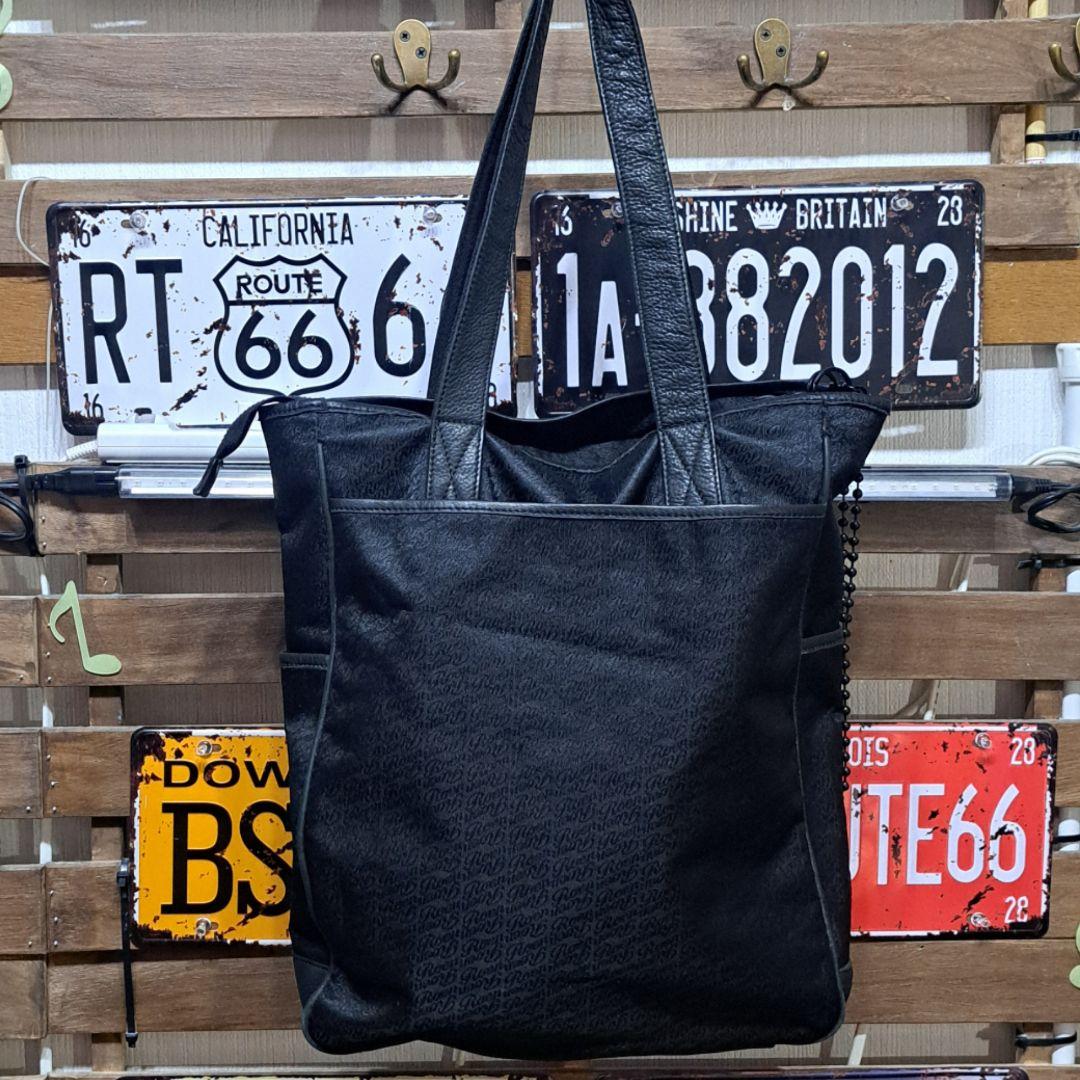 Roen 総柄　ロゴジャガード　ダブルチェーン　トートバッグ　ブラック