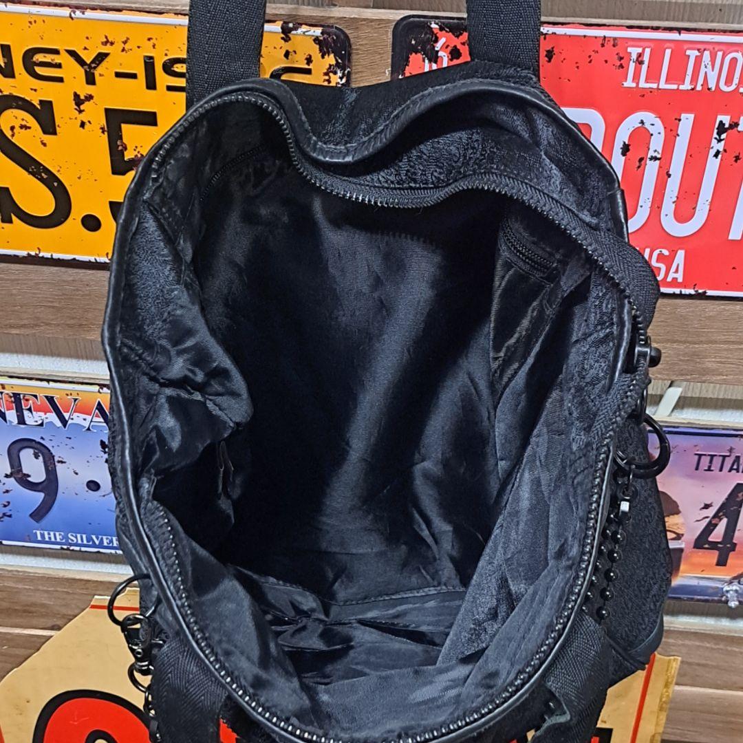 Roen 総柄　ロゴジャガード　ダブルチェーン　トートバッグ　ブラック