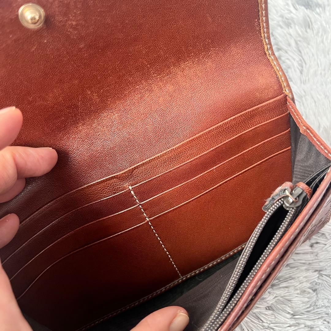 グッチ　シマ　長財布　ブラウン　メンズ　札入れ　小銭入れ