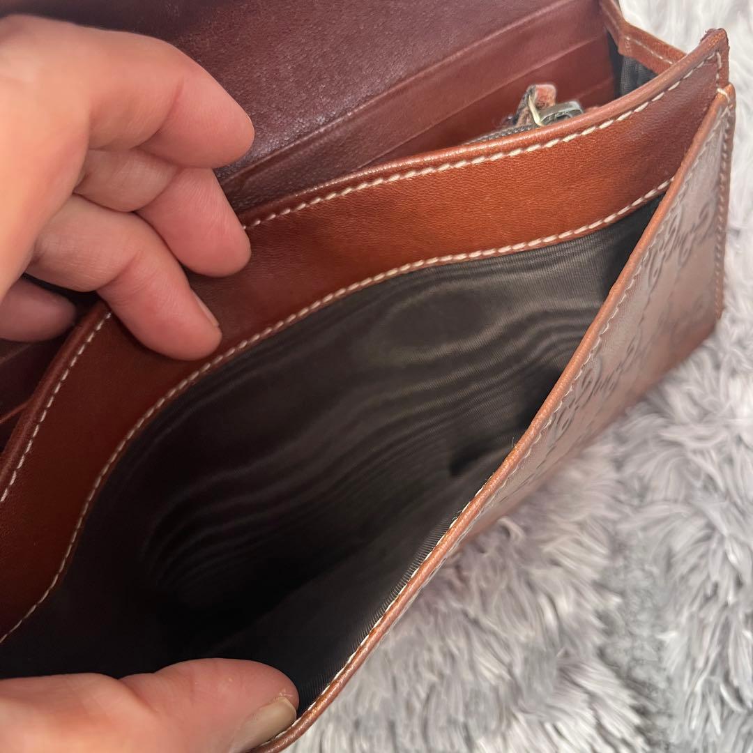 グッチ　シマ　長財布　ブラウン　メンズ　札入れ　小銭入れ