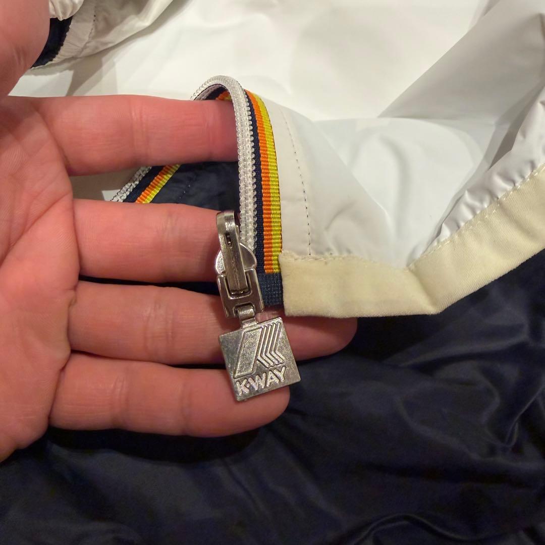 K-WAY リバーシブル　ホワイト　ネイビー　ナイロンジャケット　上杉柊平着用