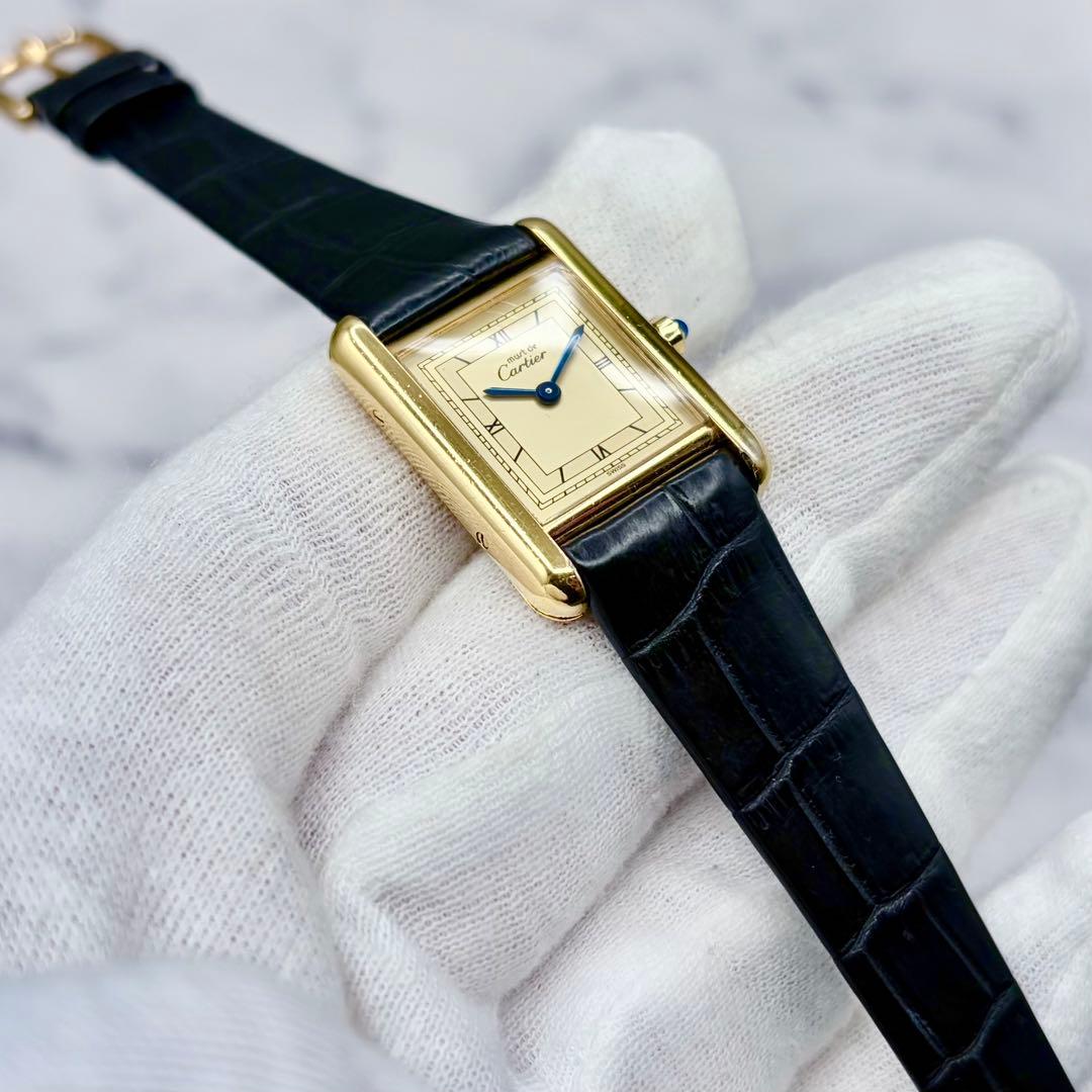 【OH済／極美】カルティエ マストタンク SM ヴェルメイユ 最高級クロコダイル