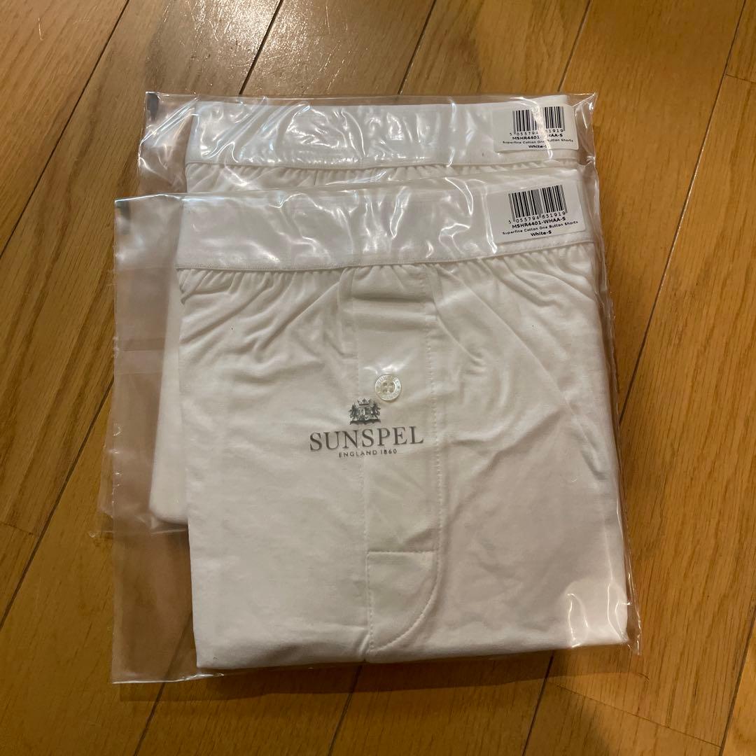 SUNSPEL スーパーファインコットン 1ボタンショーツ S ホワイト 2枚