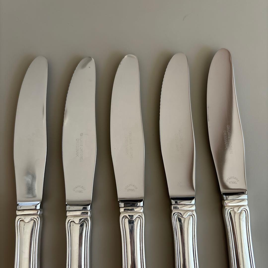 美品ジョージジェンセン★オールドデニッシュ★ディナーナイフ&フォーク★各5本