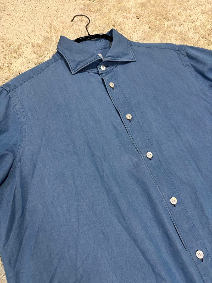 Finamore デニムシャツ/SIMONE(シモーネ) ユーズドブルー　XL