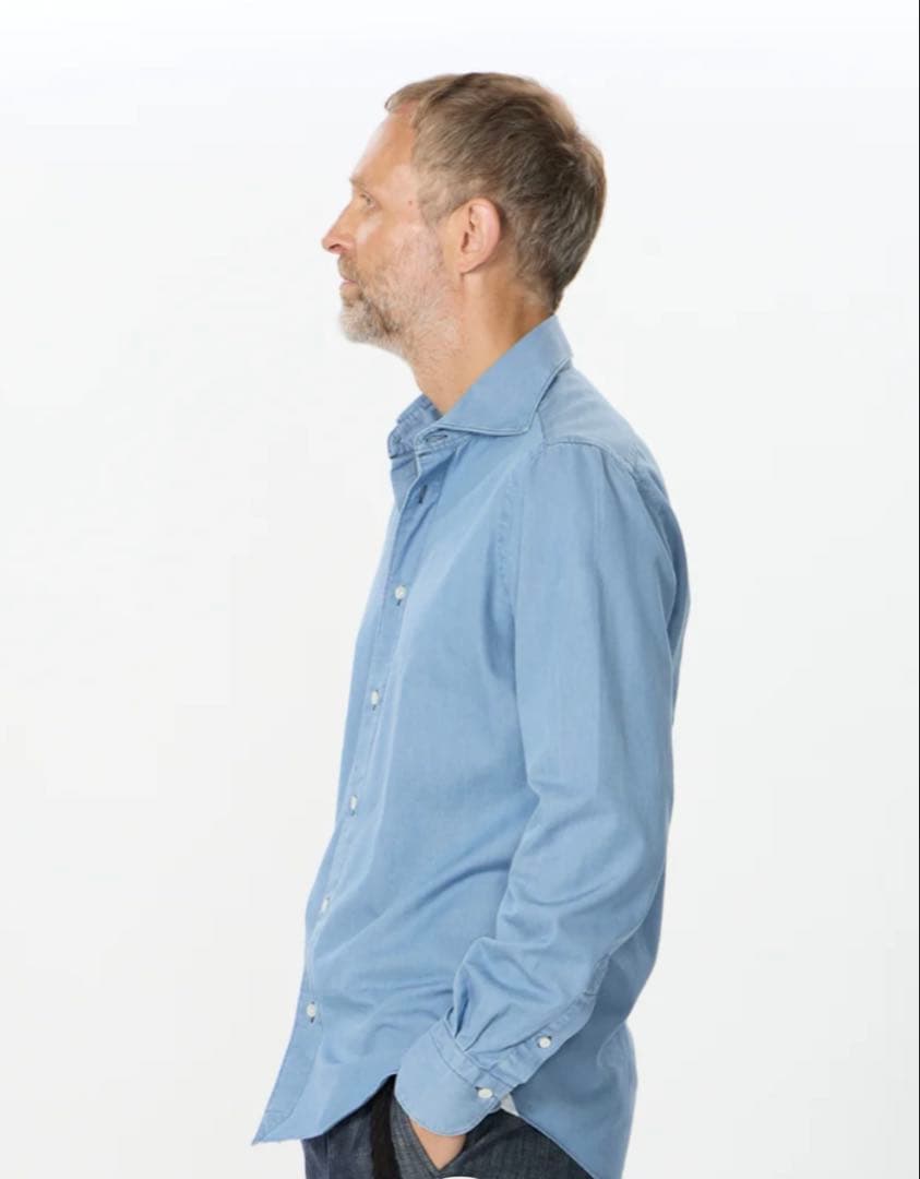 Finamore デニムシャツ/SIMONE(シモーネ) ユーズドブルー　XL