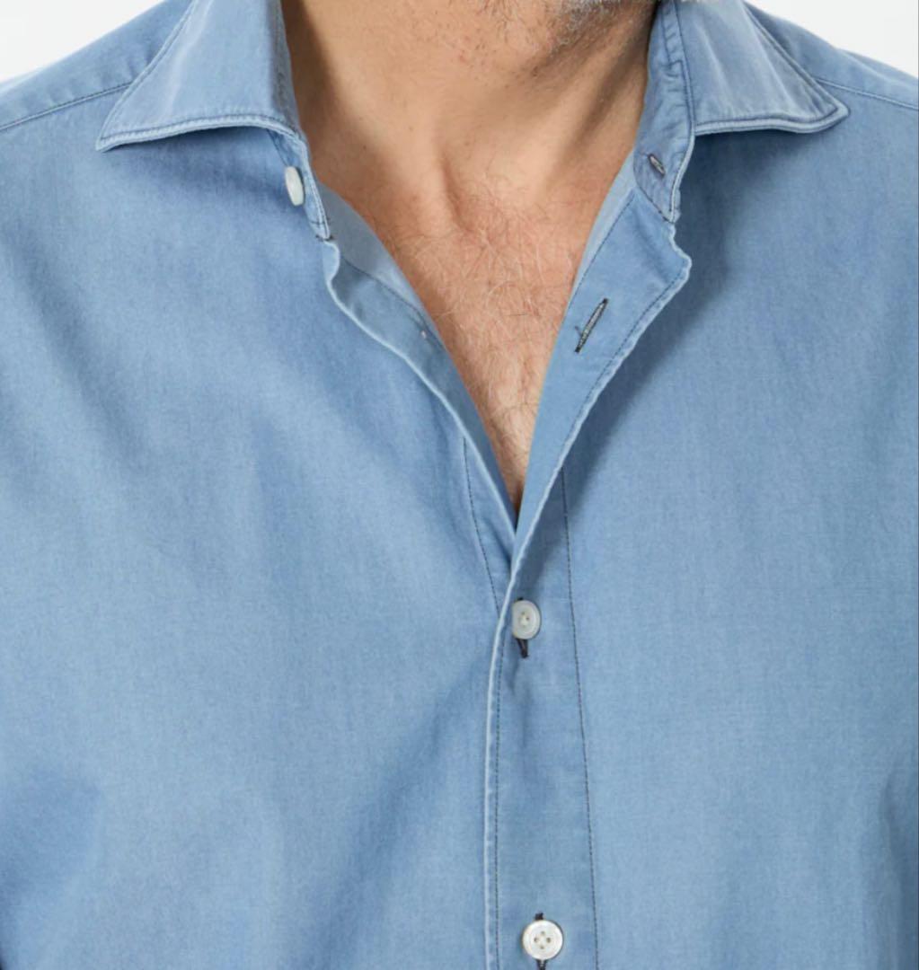 Finamore デニムシャツ/SIMONE(シモーネ) ユーズドブルー　XL