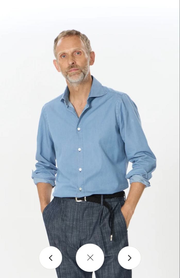 Finamore デニムシャツ/SIMONE(シモーネ) ユーズドブルー　XL