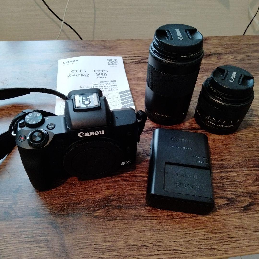 Canon ミラーレス一眼カメラ EOS Kiss M2 ダブルズームキット 黒