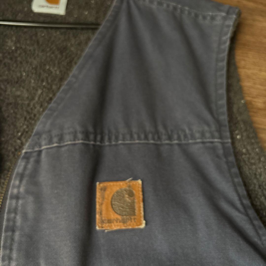 古着 カーハート Carhartt ダックベスト メンズXXL相当 ネイビー