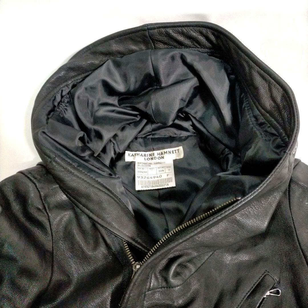 激レア キャサリンハムネット レザー ライダース ジャケット ヤギ革 ゴート