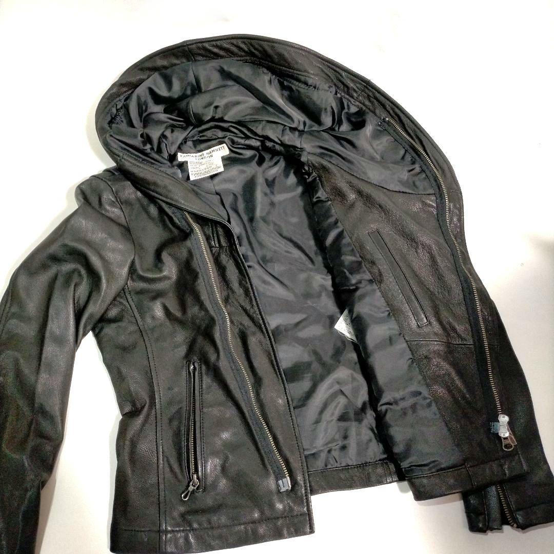 激レア キャサリンハムネット レザー ライダース ジャケット ヤギ革 ゴート