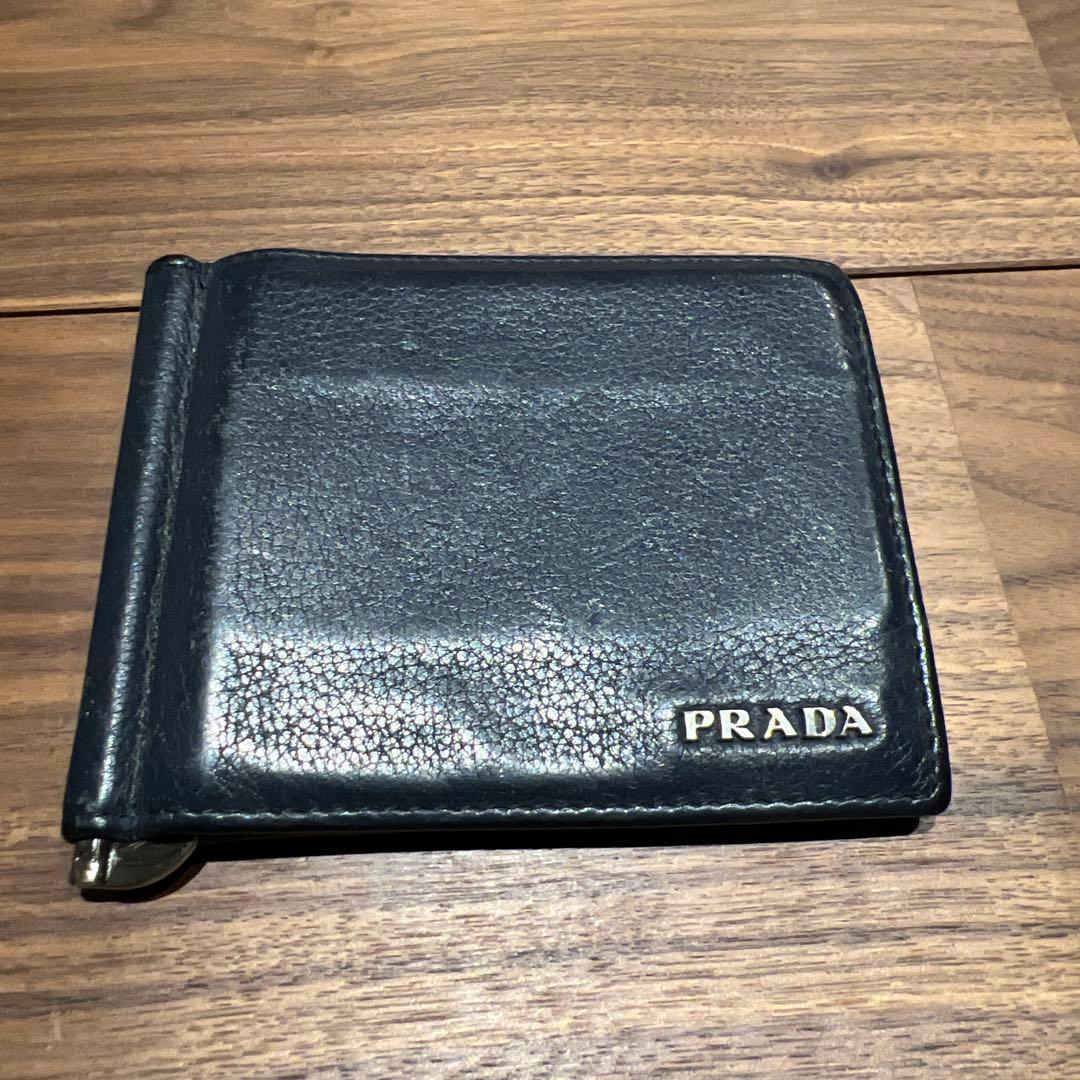 PRADA プラダ レザー マネークリップ 紺色