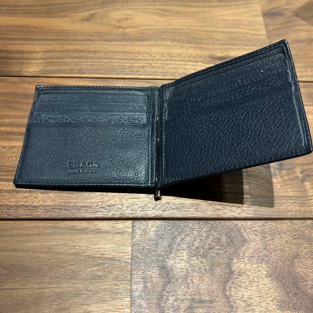 PRADA プラダ レザー マネークリップ 紺色