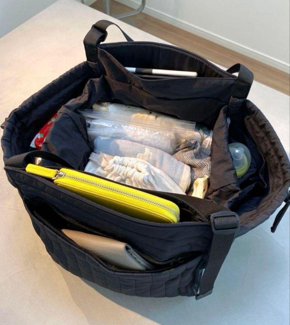 【セール中金曜まで美品！】黒SOLPRESA キルティングトートマザーズバッグM