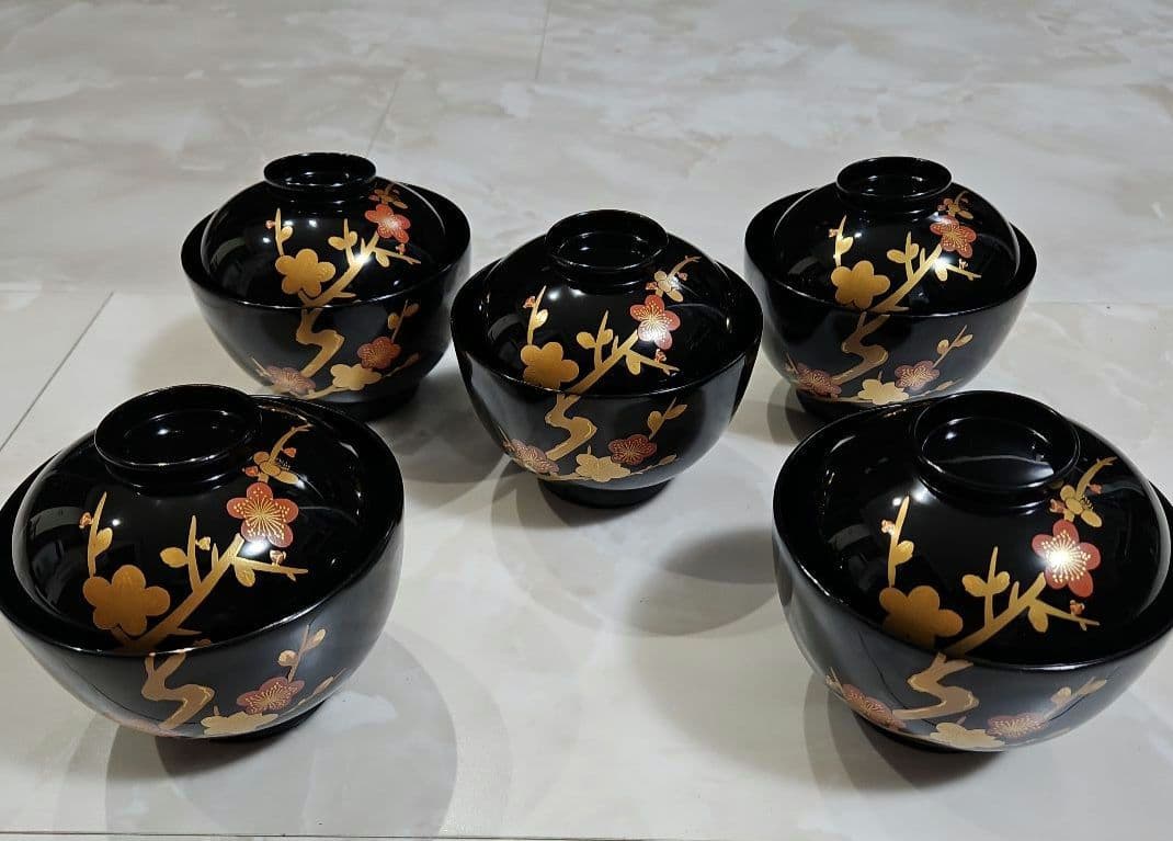 輪島塗　汁椀　新品未使用　梅蒔絵　吸い物椀