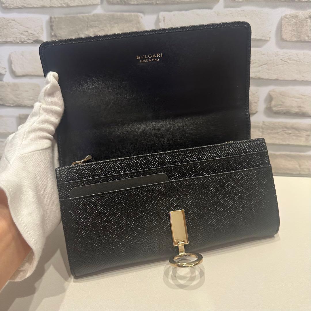 【美品】Bvlgari ブラックレザー長財布