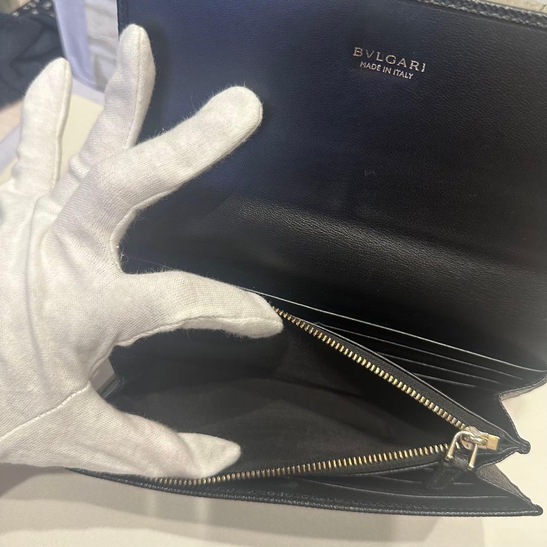 【美品】Bvlgari ブラックレザー長財布