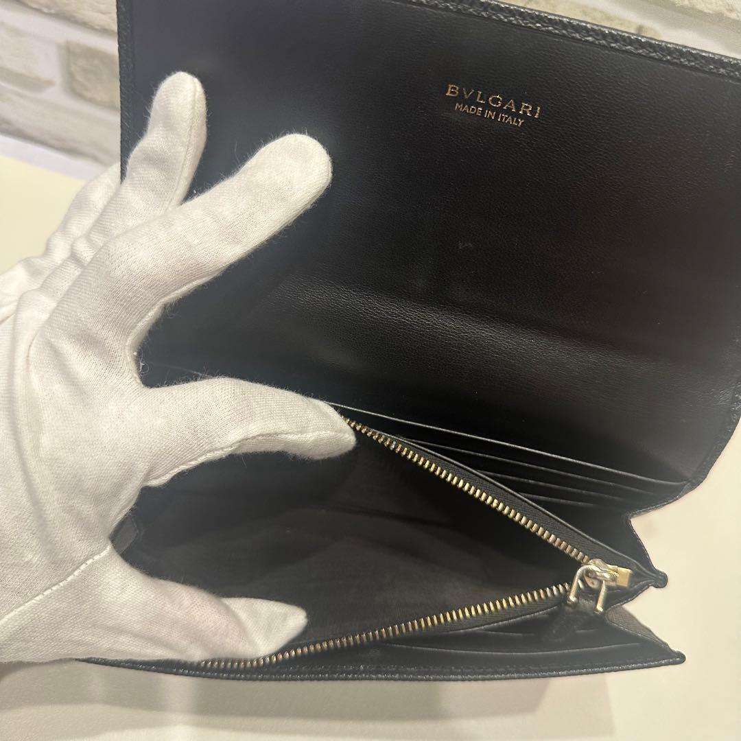 【美品】Bvlgari ブラックレザー長財布