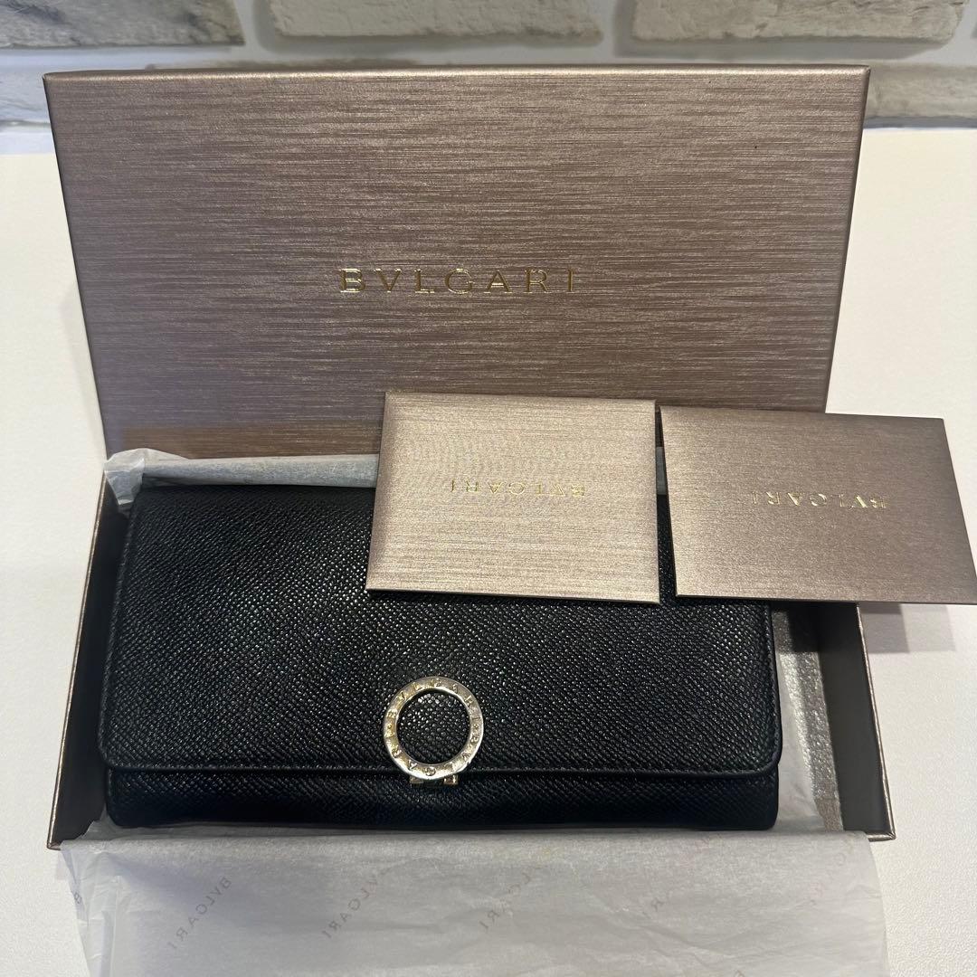 【美品】Bvlgari ブラックレザー長財布