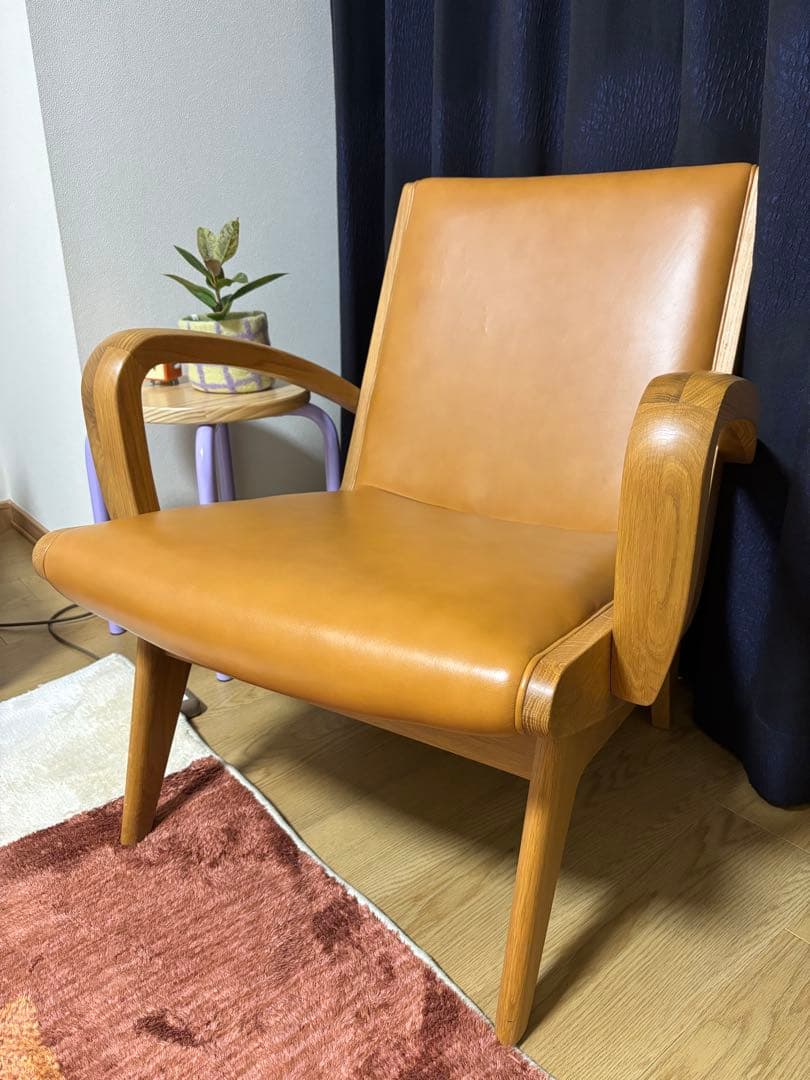 パーソナルソファ　1P 革張り オーク材