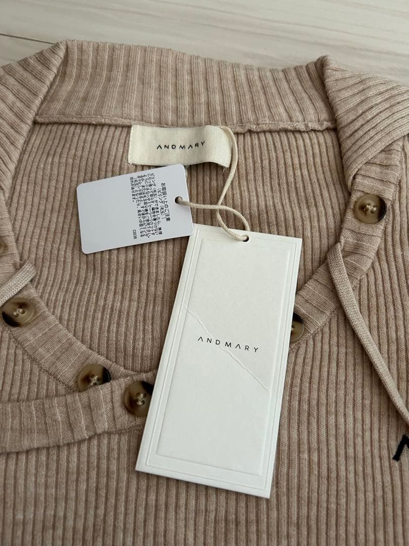 トップス andmary Anita button knit tops beige