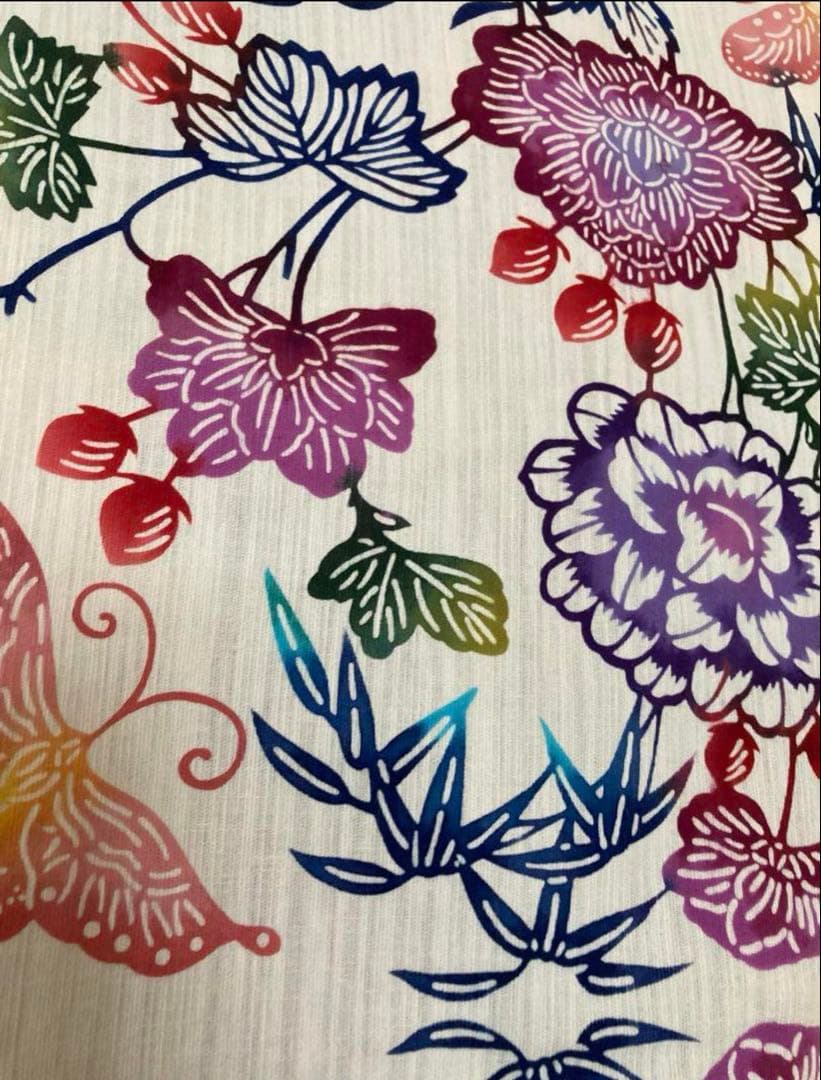 タイムセール 源氏物語・綿麻浴衣★注染・紅型調ゆかた