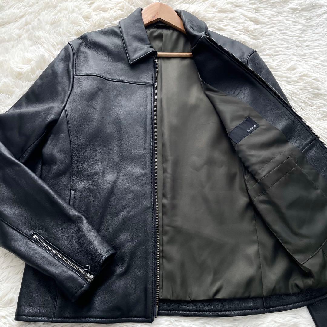 極美品✨コムサイズム　ライダースジャケット　ダブルジップ　羊革　黒