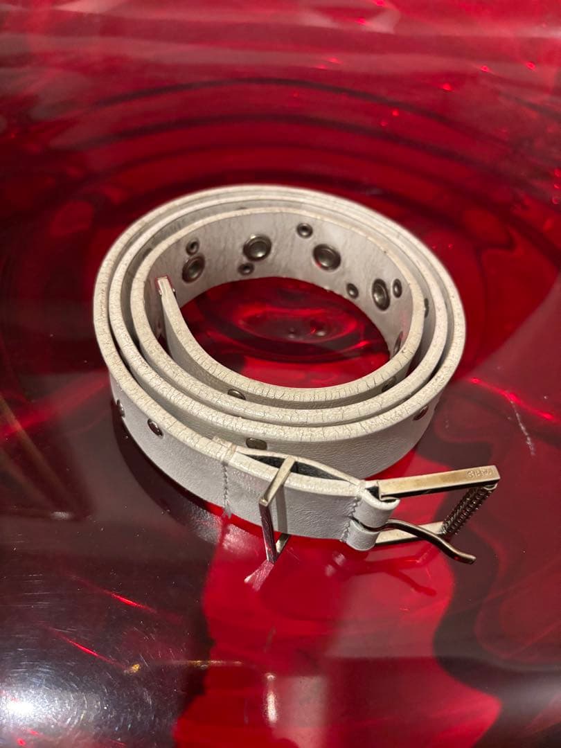 ディオールオム エディ 2004SS strip スタッズベルト 85 ホワイト