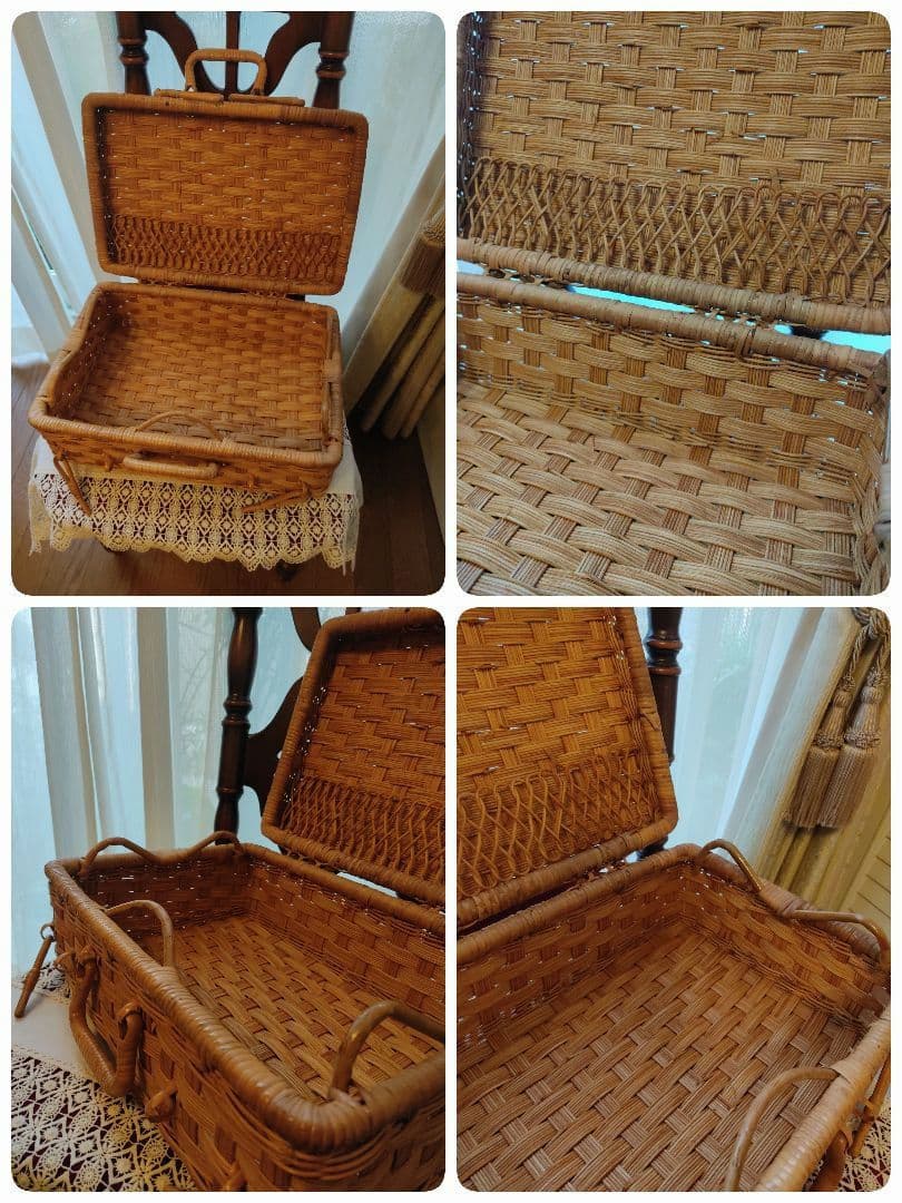 バスケット　カゴ　かご　籐　ラタン　ヴィンテージ
