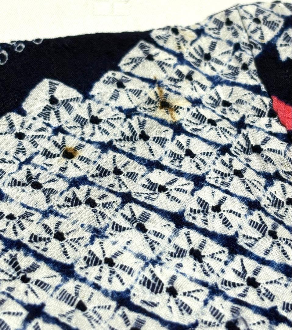 専用未使用品　和服　綿100% いろは歌模様　有松絞り　浴衣(袖仕付け糸)