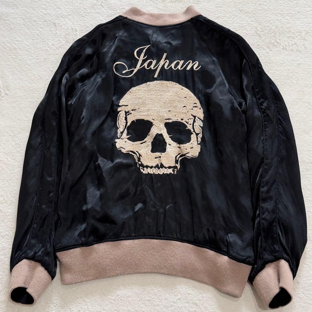 ルードギャラリー　スカジャン　スカル　刺繍　リバーシブル　レーヨン　ブラック　L