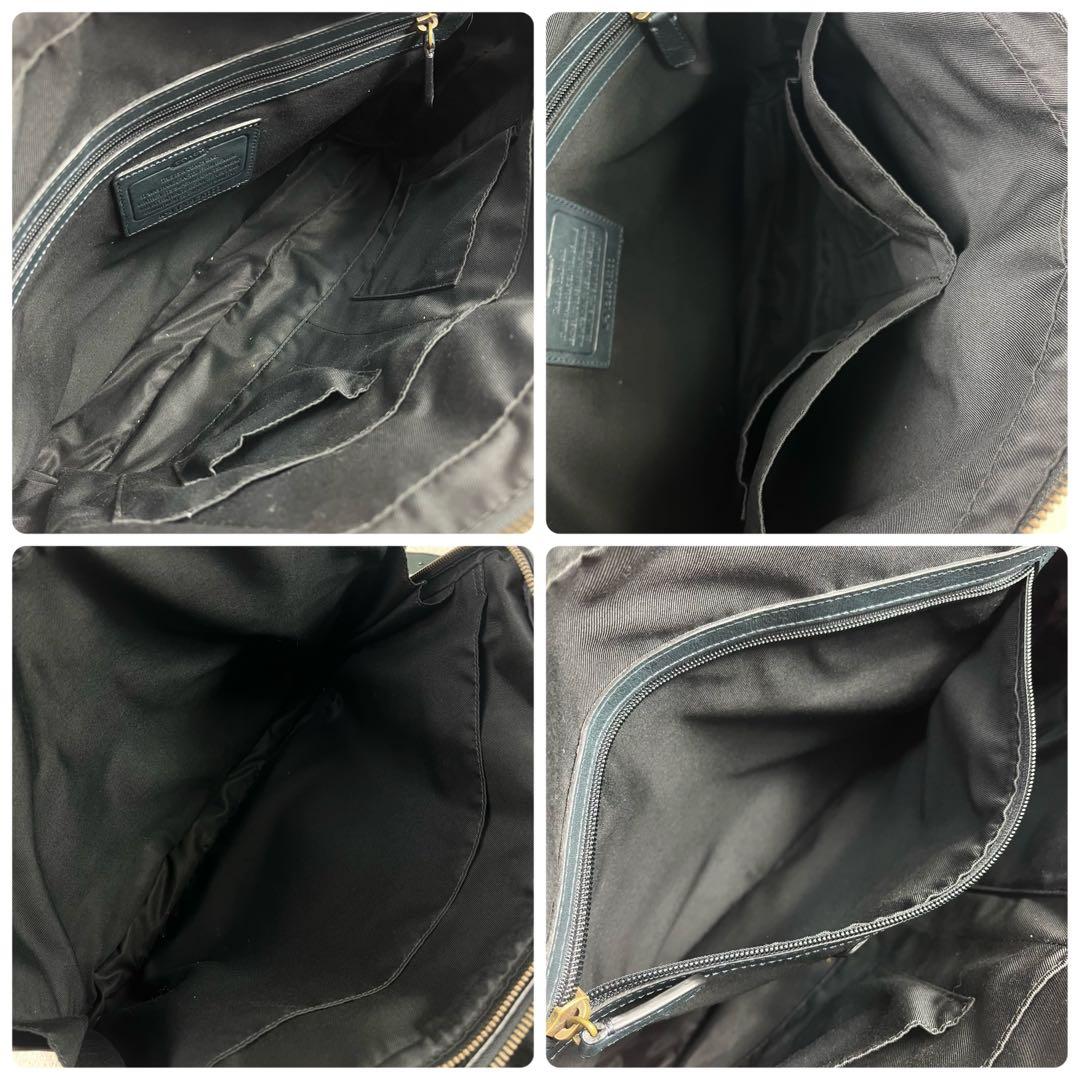 希少カラー コーチ ビジネスバッグ 2way A4収納可 レザー グリーン