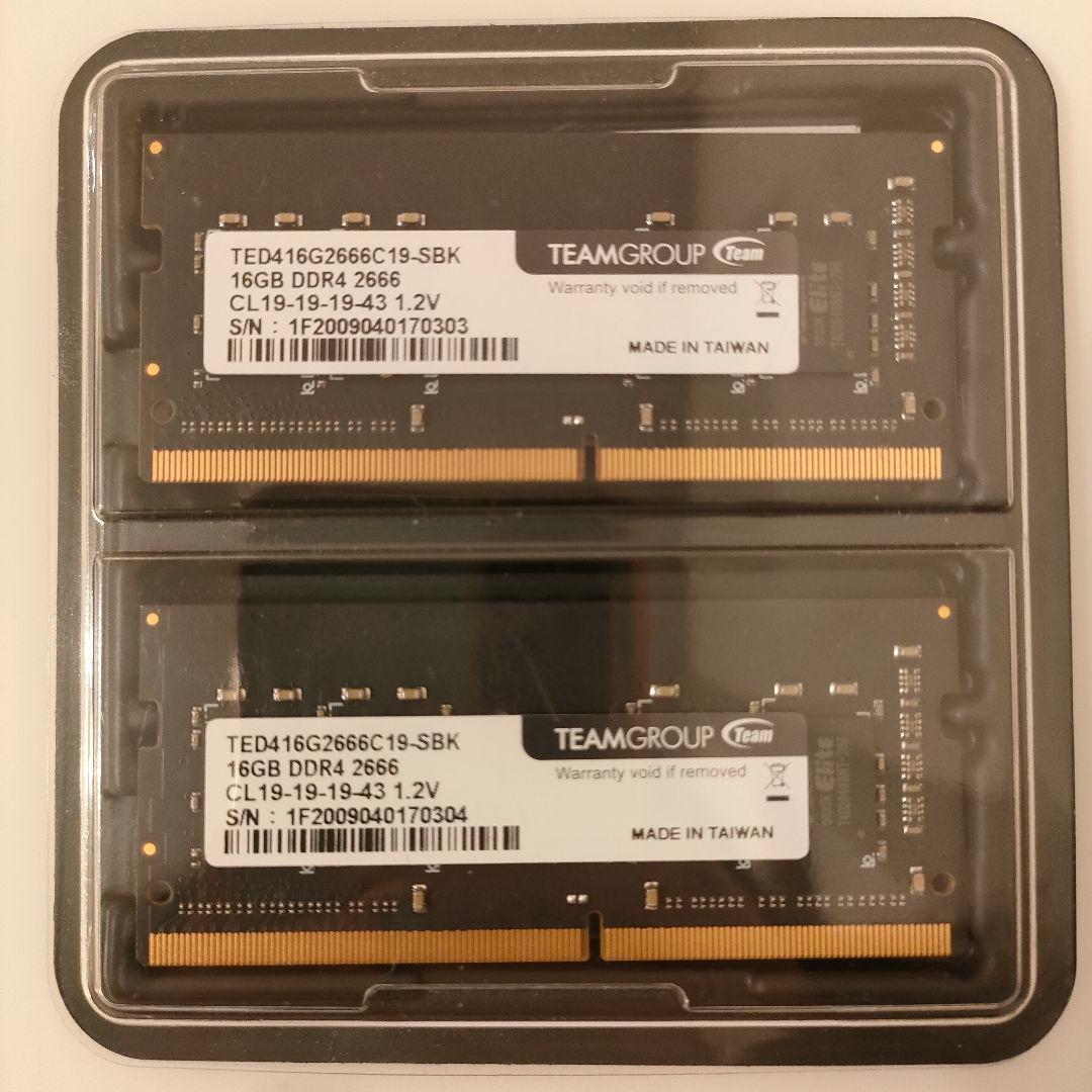 【DDR4 32GB】ノートPC用メモリ2666Mhz TEAMGROUP