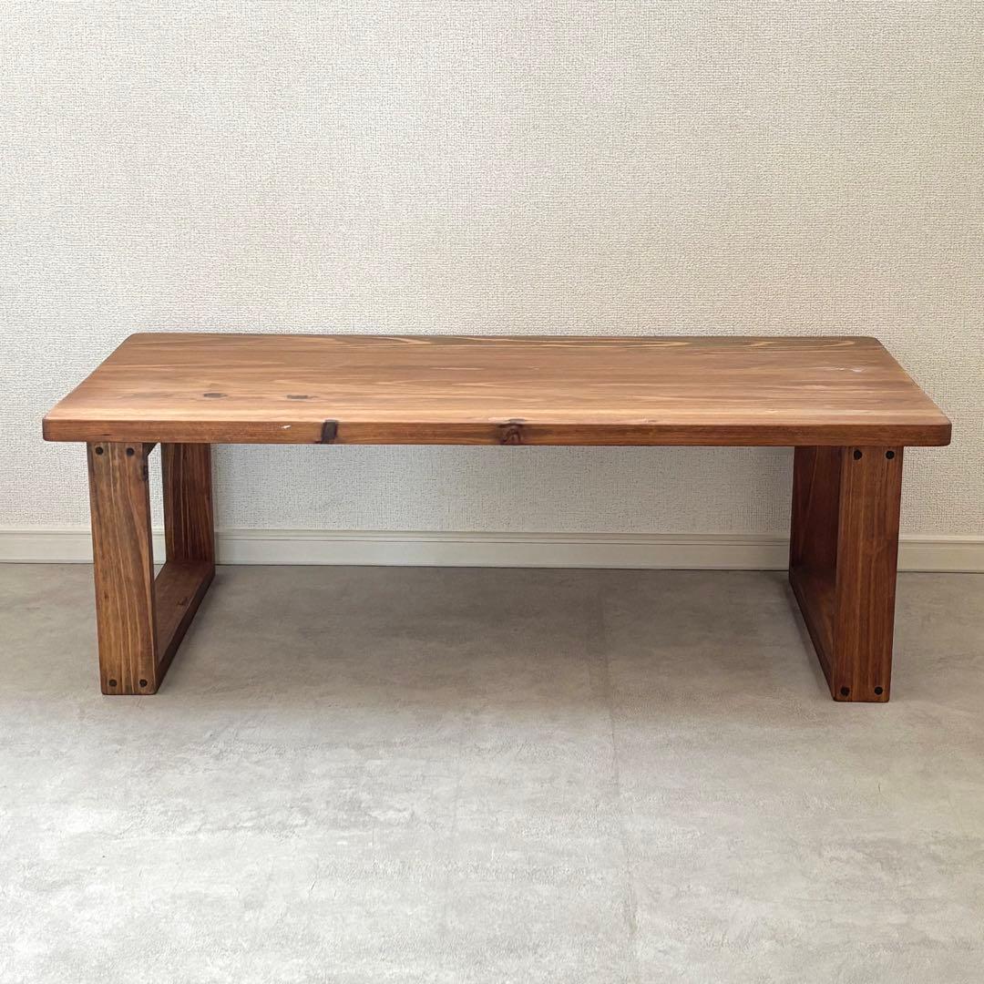 天然木 カフェ風 ローテーブル ダークウォルナット