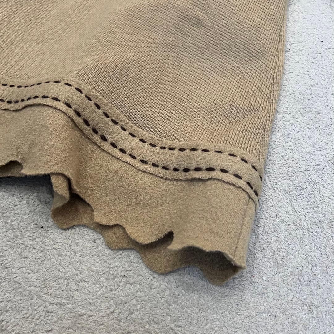 美品　インポートロッサ　ウールロングコート　花ボタン　ステッチ　キャメル　42