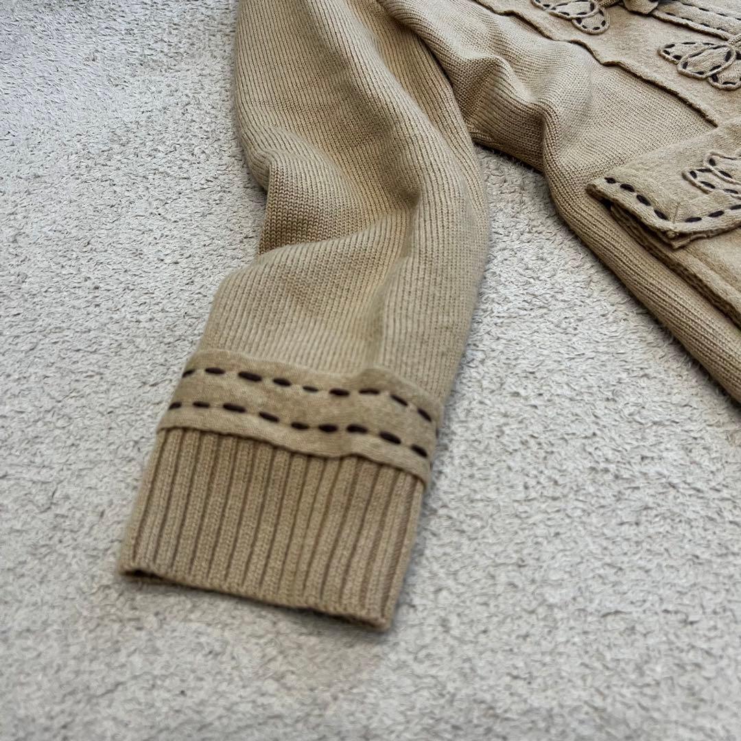 美品　インポートロッサ　ウールロングコート　花ボタン　ステッチ　キャメル　42