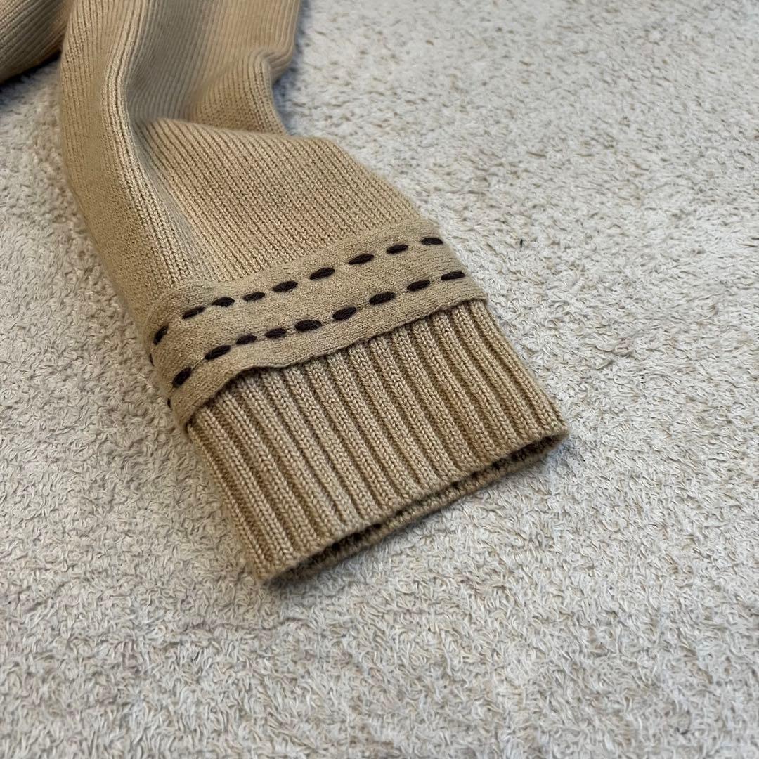 美品　インポートロッサ　ウールロングコート　花ボタン　ステッチ　キャメル　42